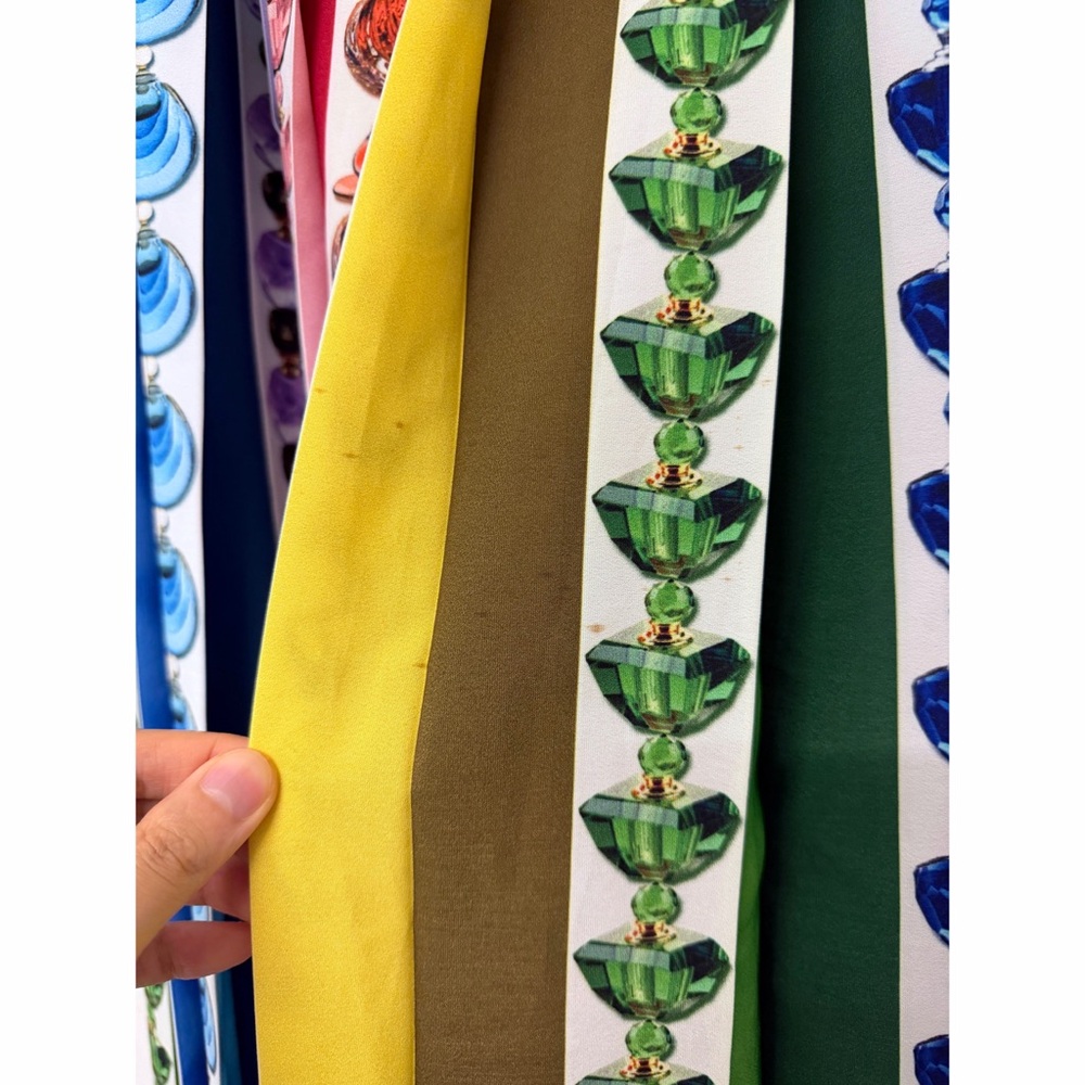 Mary Katrantzou Nyx Perfume Bottle Print Rainbow Stripe Pleated Maxi Skirt US 6 - Picture 8 of 16